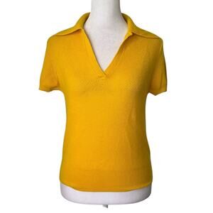 J. Crew dark yellow cashmere knit short sleeve sweater top size S